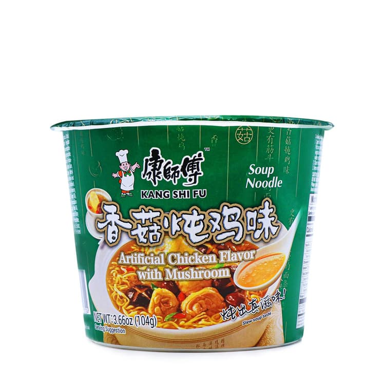 Kang Shi Fu Artificial Chicken Flavor With Mushroom Noodle Soup Bowl