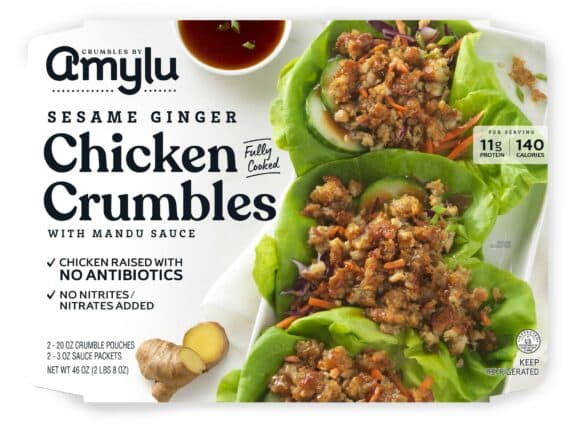 Crumbles By Amylu Sesame Ginger Chicken Crumbles With Mandu Sauce