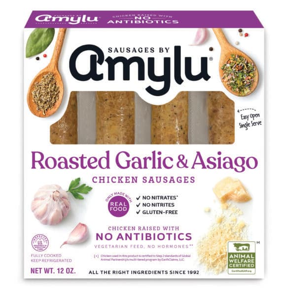 Amylu Roasted Garlic & Asiago Chicken Sausages