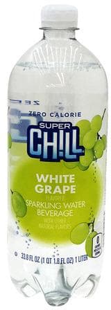 Super Chill Sparkling Water, Zero Calorie, White Grape