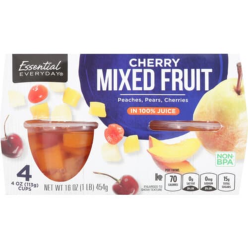 Essential Everyday Mixed Fruit, Cherry, In 100% Juice