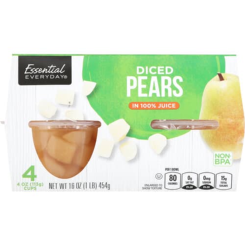 Essential Everyday Pears, In 100% Juice, Diced