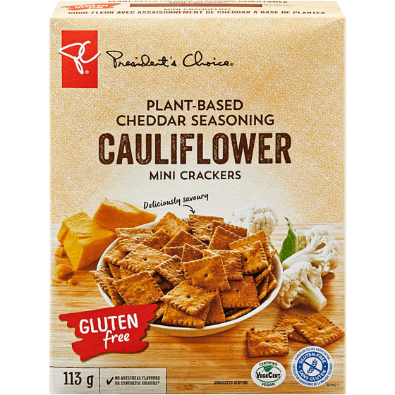 President'S Choice Plant-Based Cheddar Seasoning Cauliflower Mini Crackers