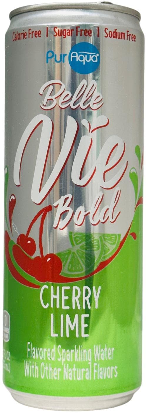 Puraqua Belle Vie Bold Cherry Lime Flavored Sparkling Water