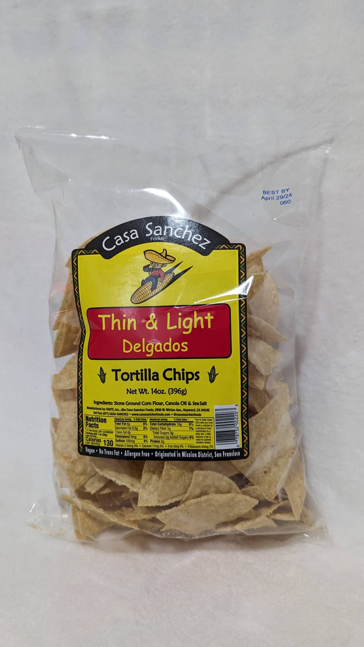 Casa Sanchez Foods Tortilla Chips Thin & Light