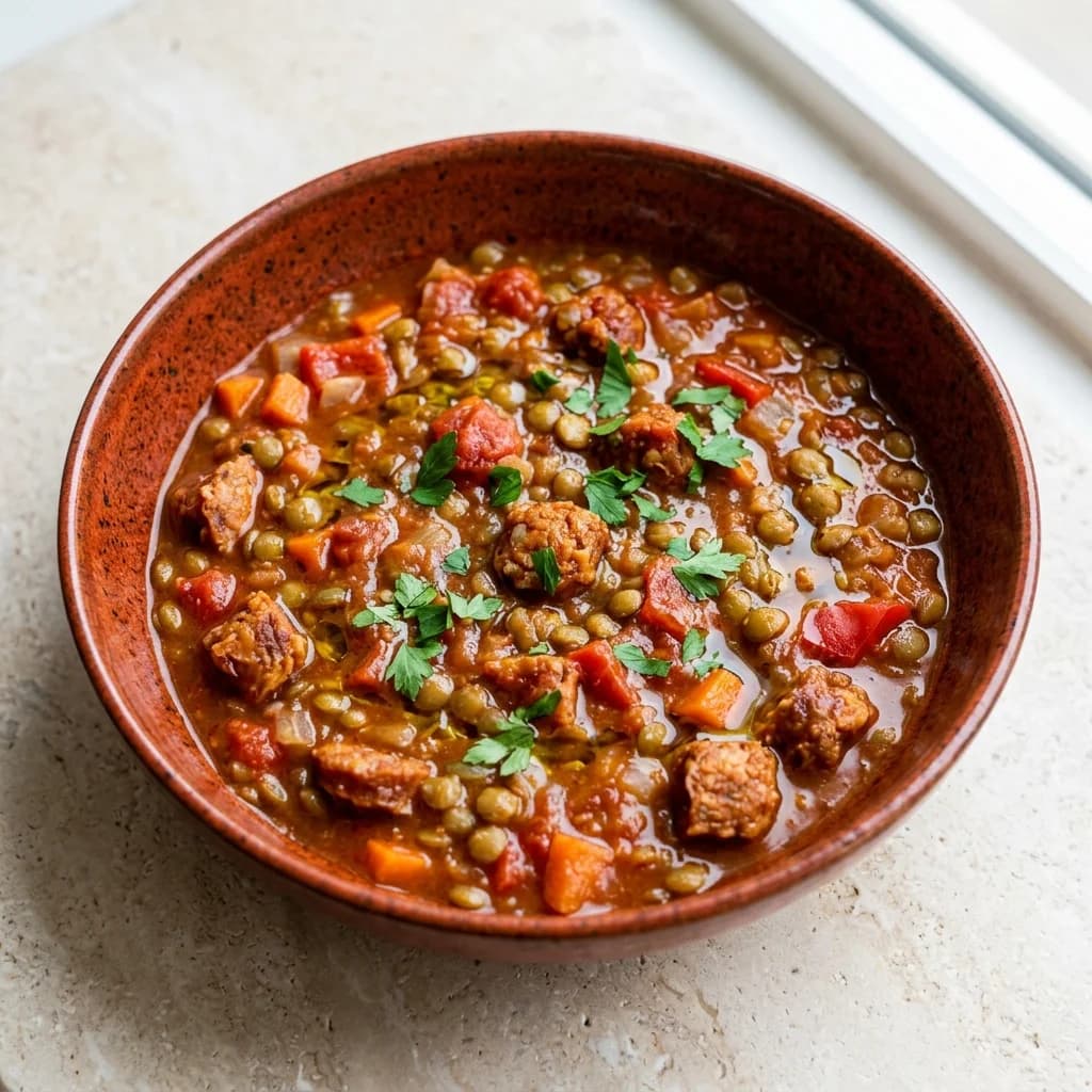 Spanish Lentil Stew with Fresh Chorizo