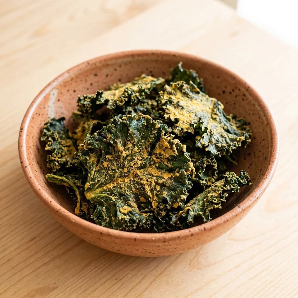 Cheesy Kale Chips with Nutritional Yeast
