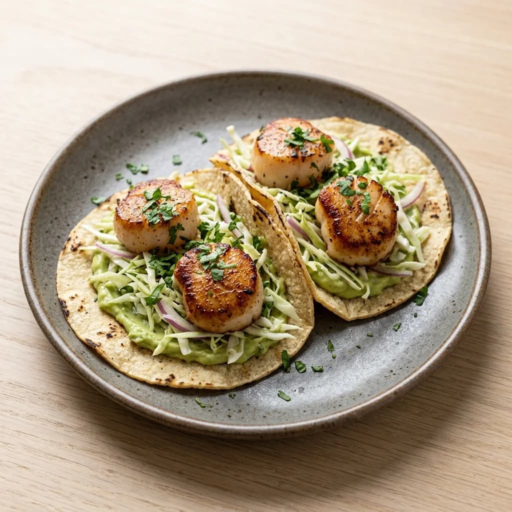 Gluten Free Cilantro-Lime Scallop Tacos