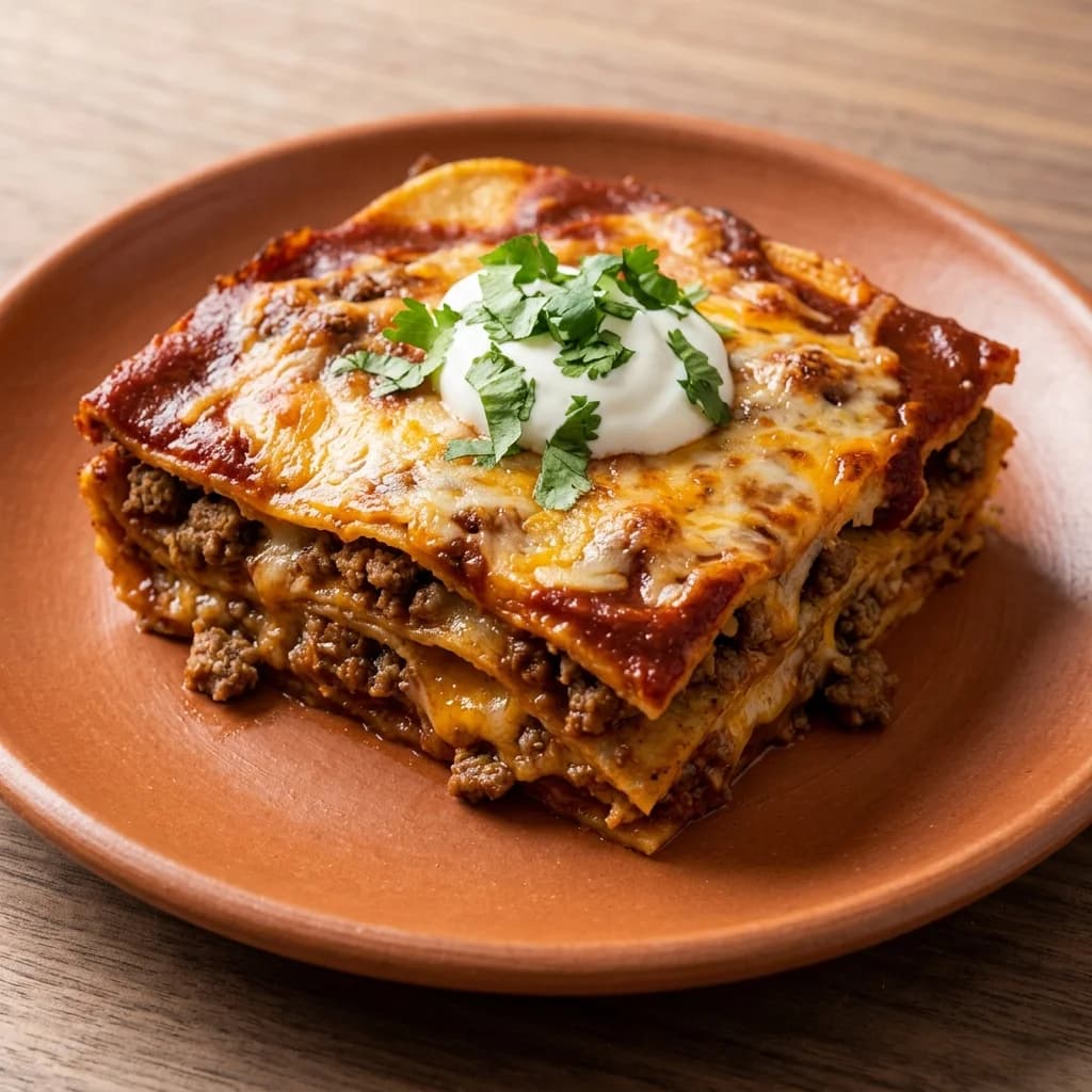 Gluten Free Red Chile Beef Enchilada Casserole
