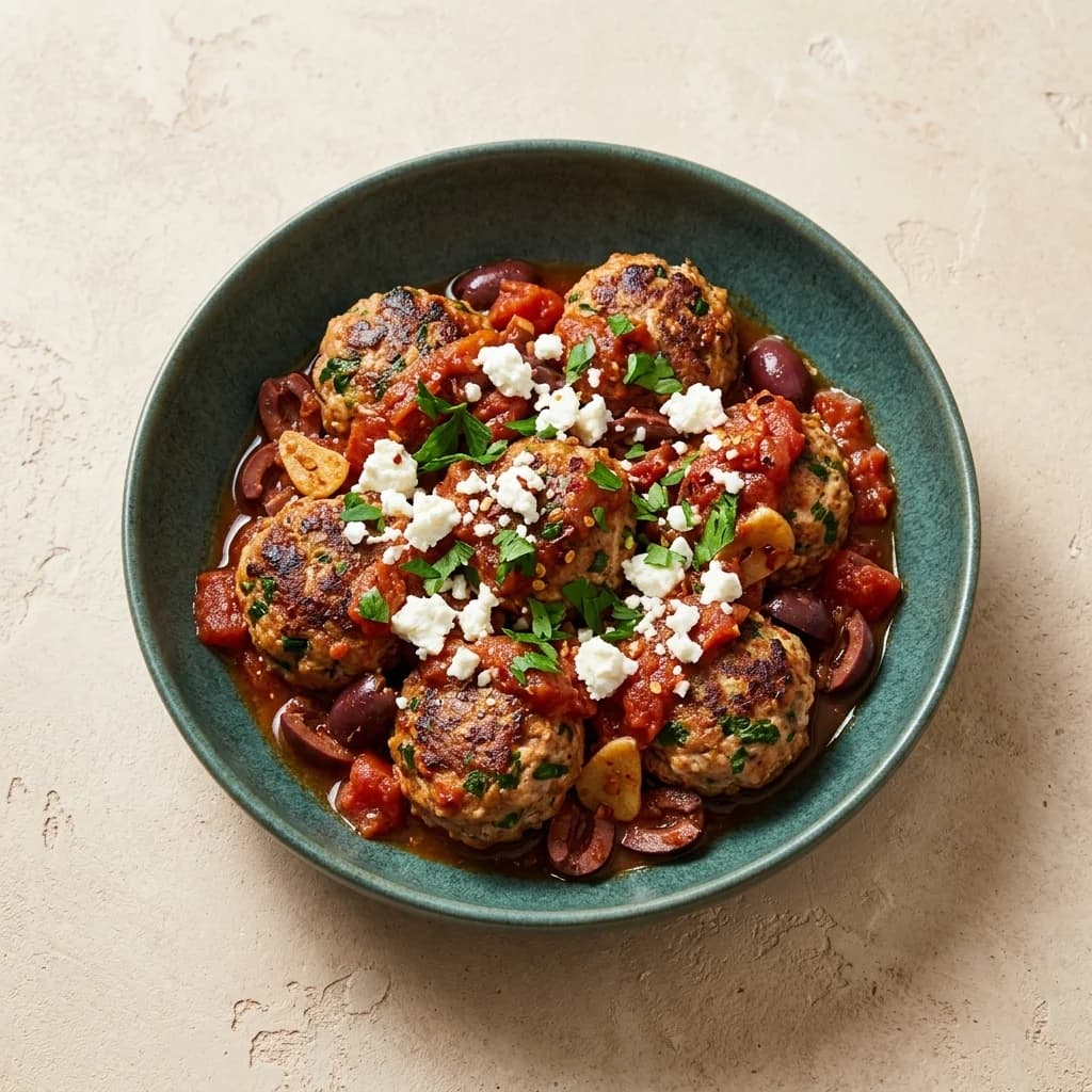 Mediterranean Turkey Meatballs with Feta