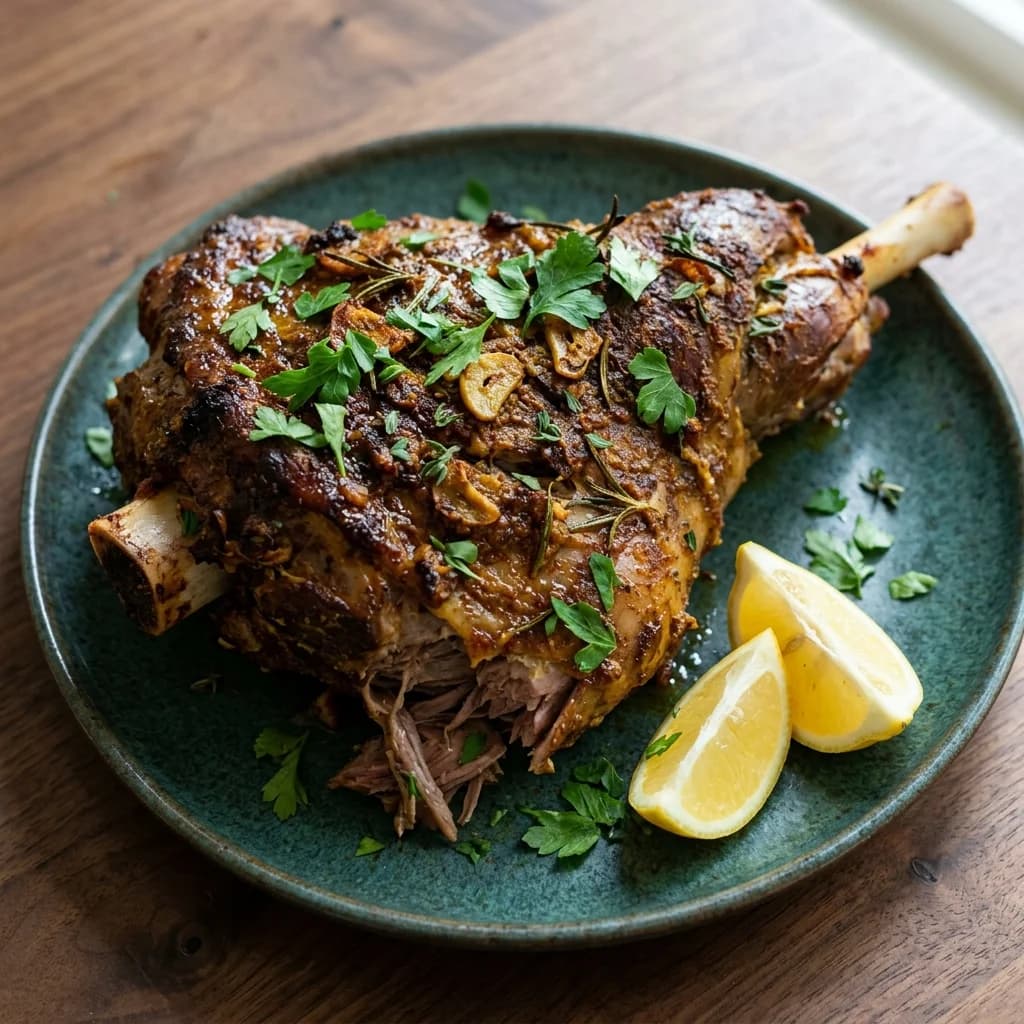 Slow Roasted Lamb Shoulder with Turmeric and Herbs