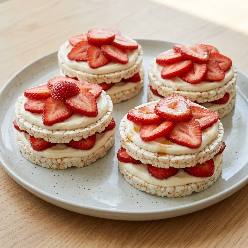 Easy Strawberry Vanilla Rice Cake Stack