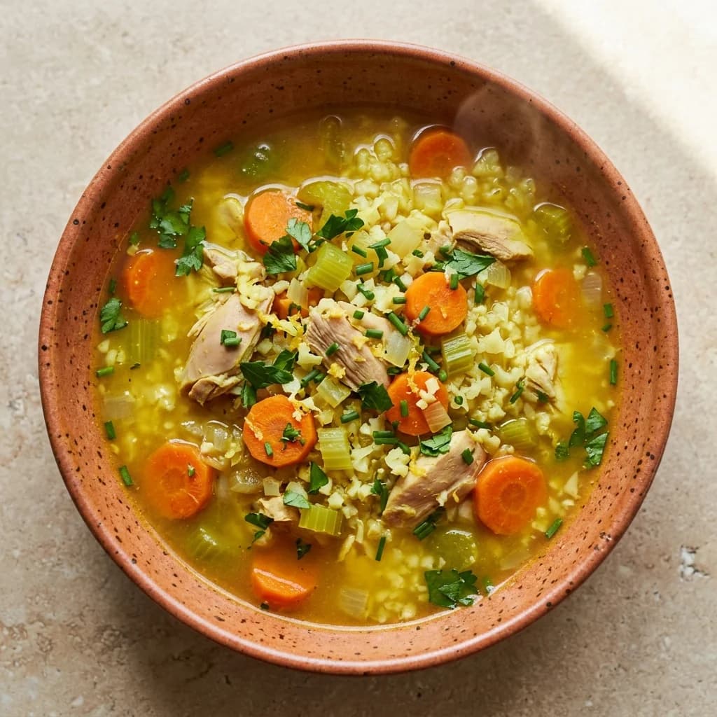 Lemon Chicken Soup with Cauliflower Rice