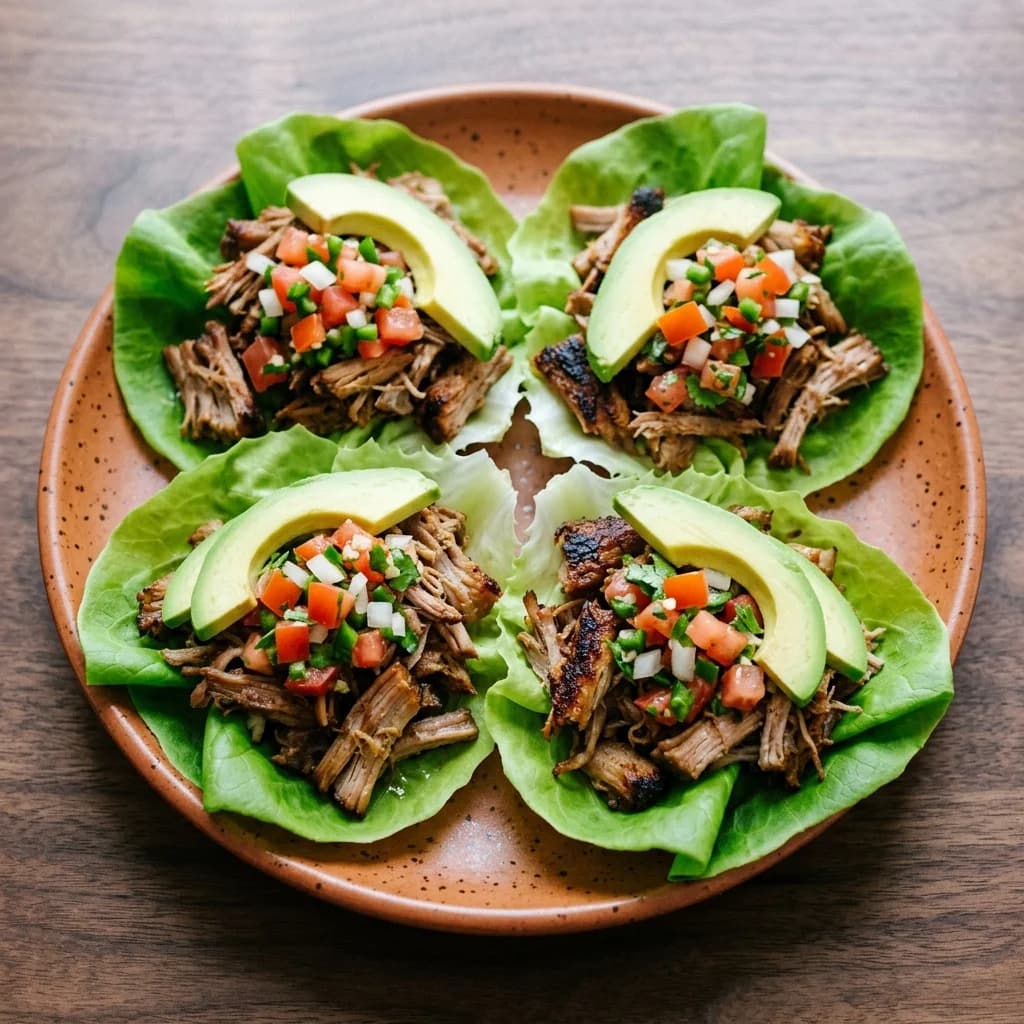 Paleo Lime Pork Carnitas Lettuce Bowls