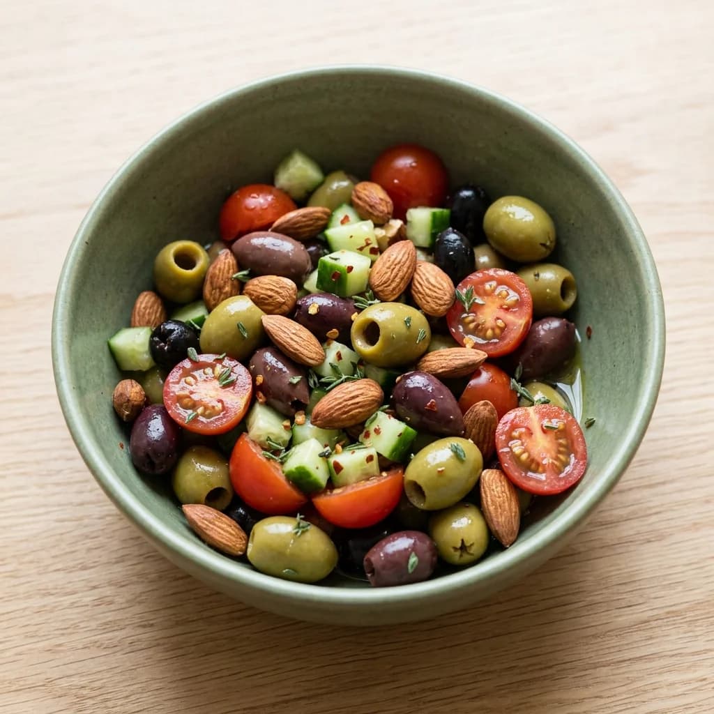 Whole30 Olives and Almonds Snack Bowl