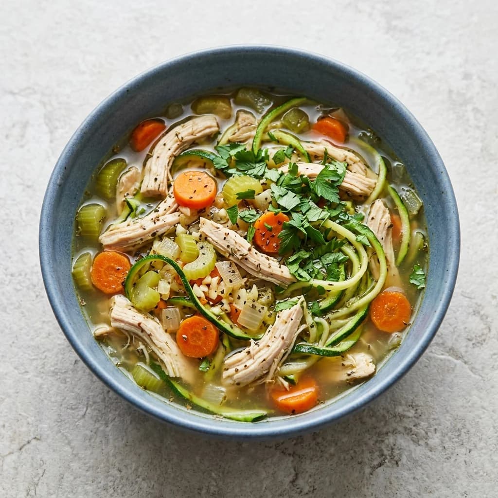Whole30 Chicken Soup with Zucchini Ribbons