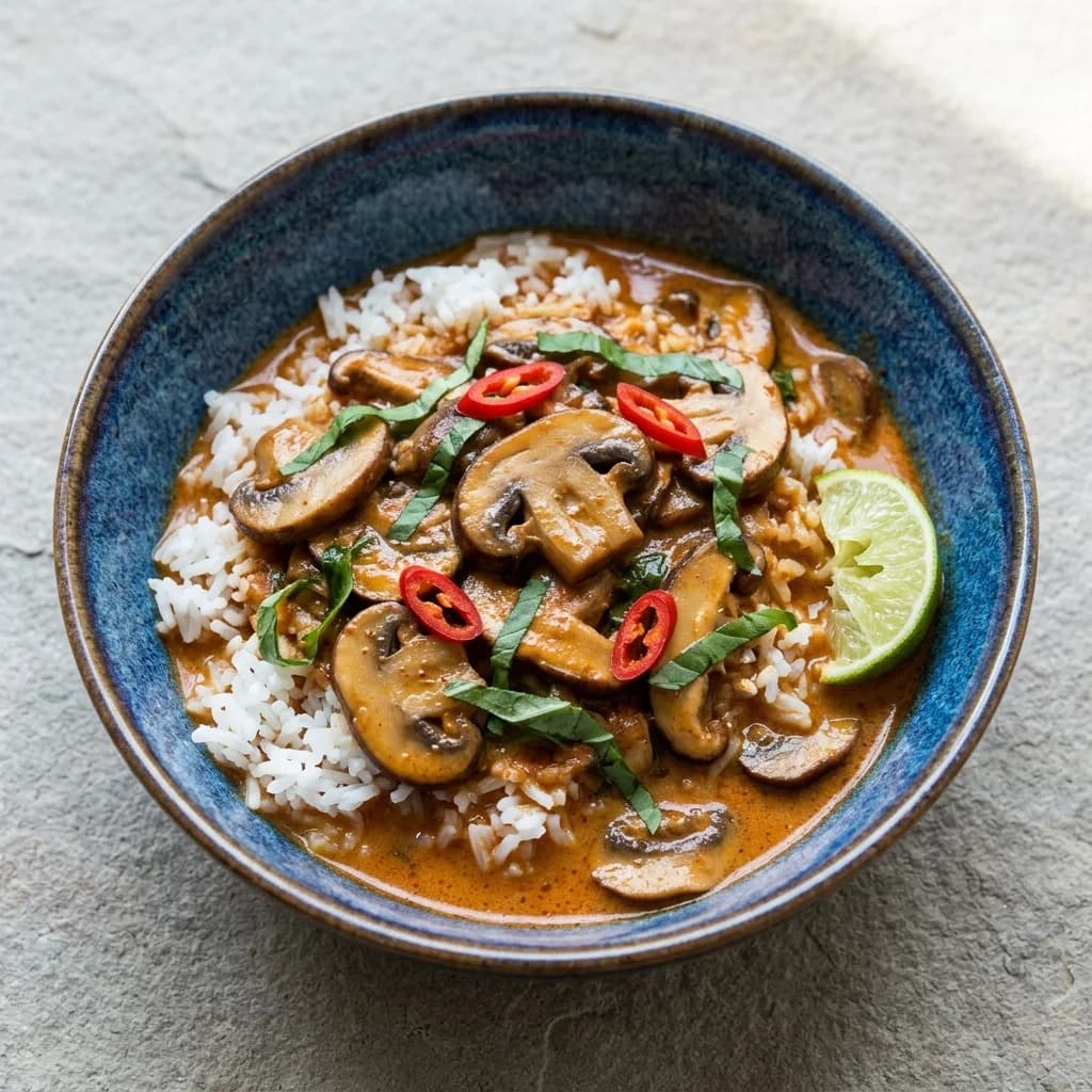 Thai Red Curry with Mushrooms and Basil