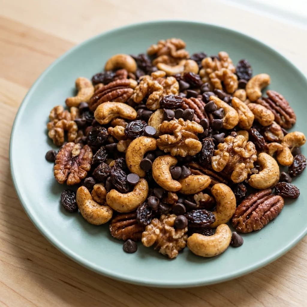 Cinnamon Raisin Spiced Nuts with Mini Chocolate Chips