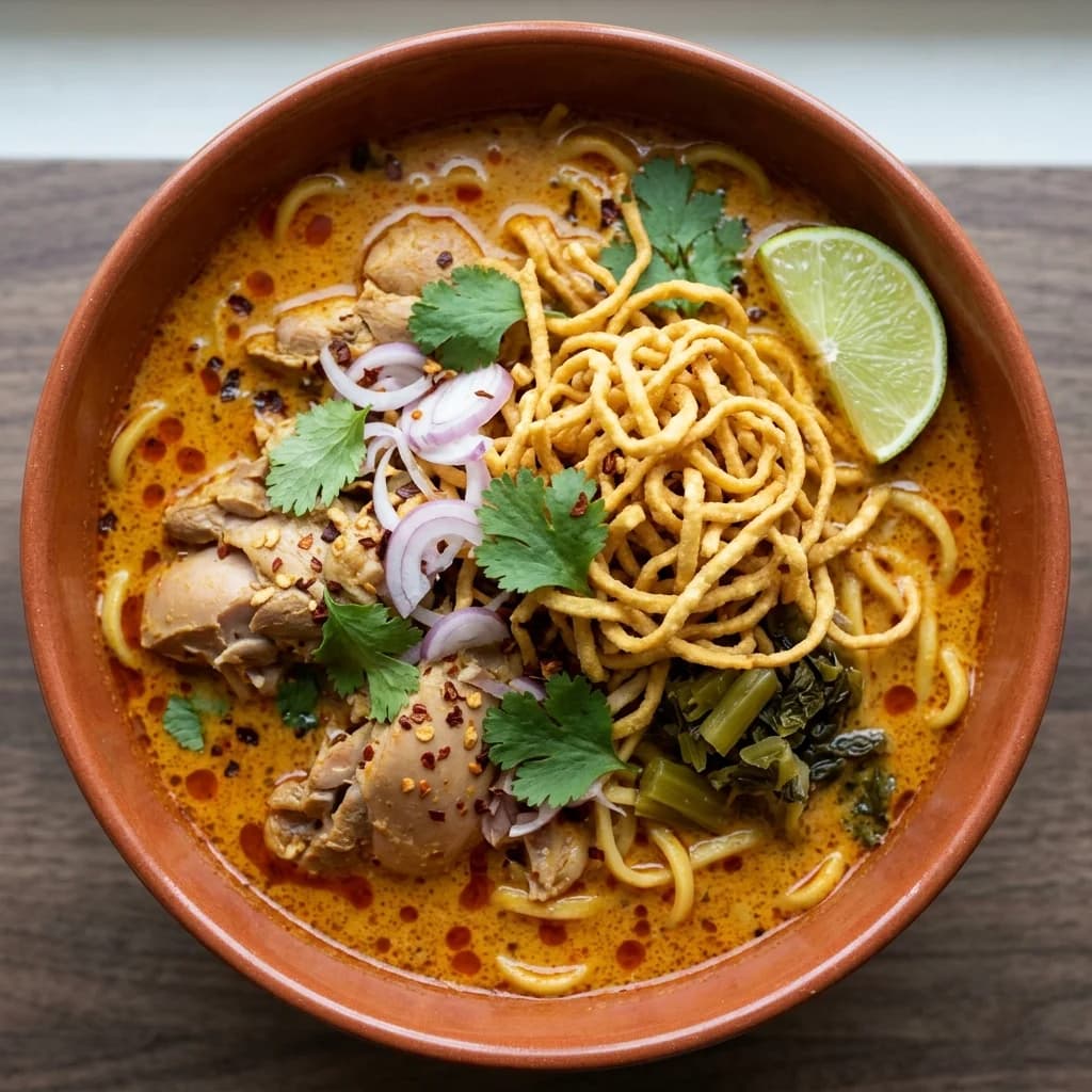 Hot and Sour Coconut Curry Noodle Soup (Khao Soi)
