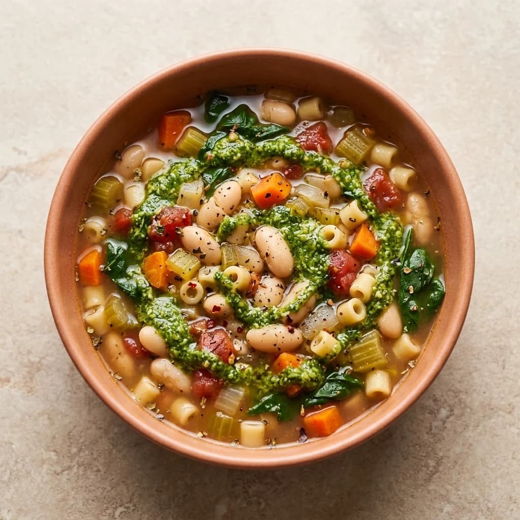 Dairy Free White Bean Minestrone with Pesto