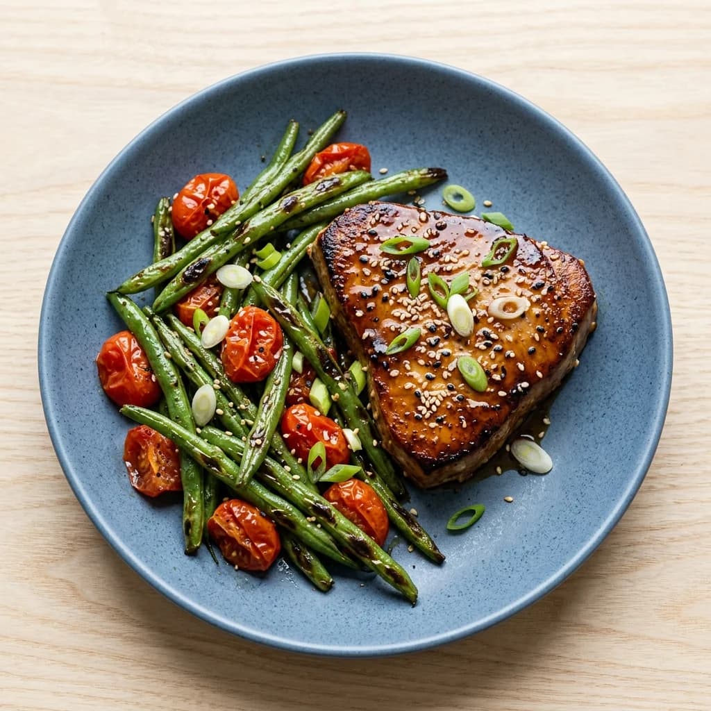 Miso-Sesame Tuna Steaks with Tomatoes & Green Beans Sheet-Pan Dinner