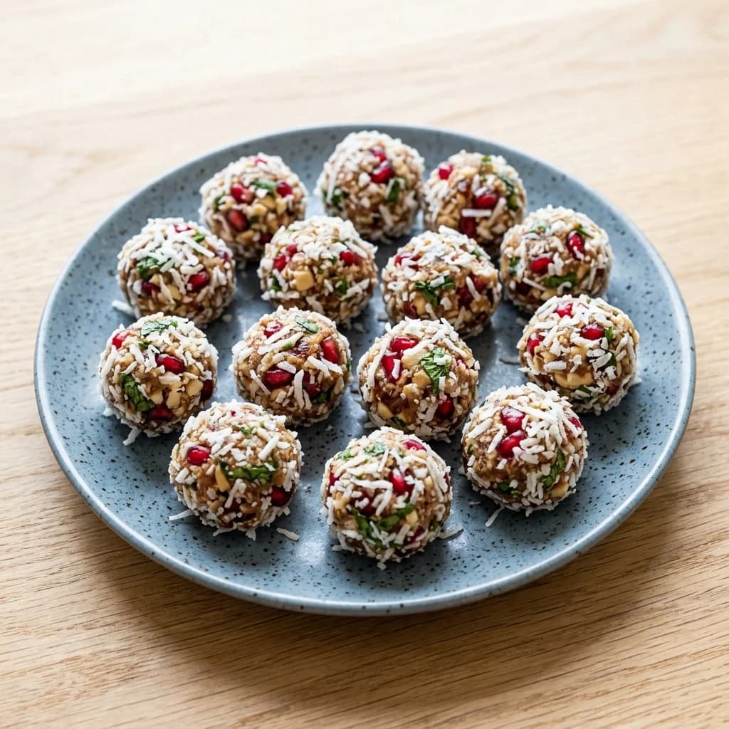 Pomegranate-Mint Coconut Cashew Bites