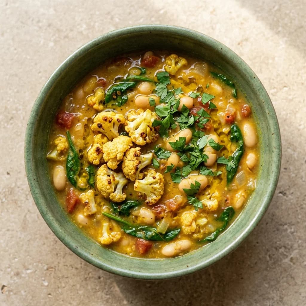 Turmeric-Ginger Cauliflower & White Bean Soup