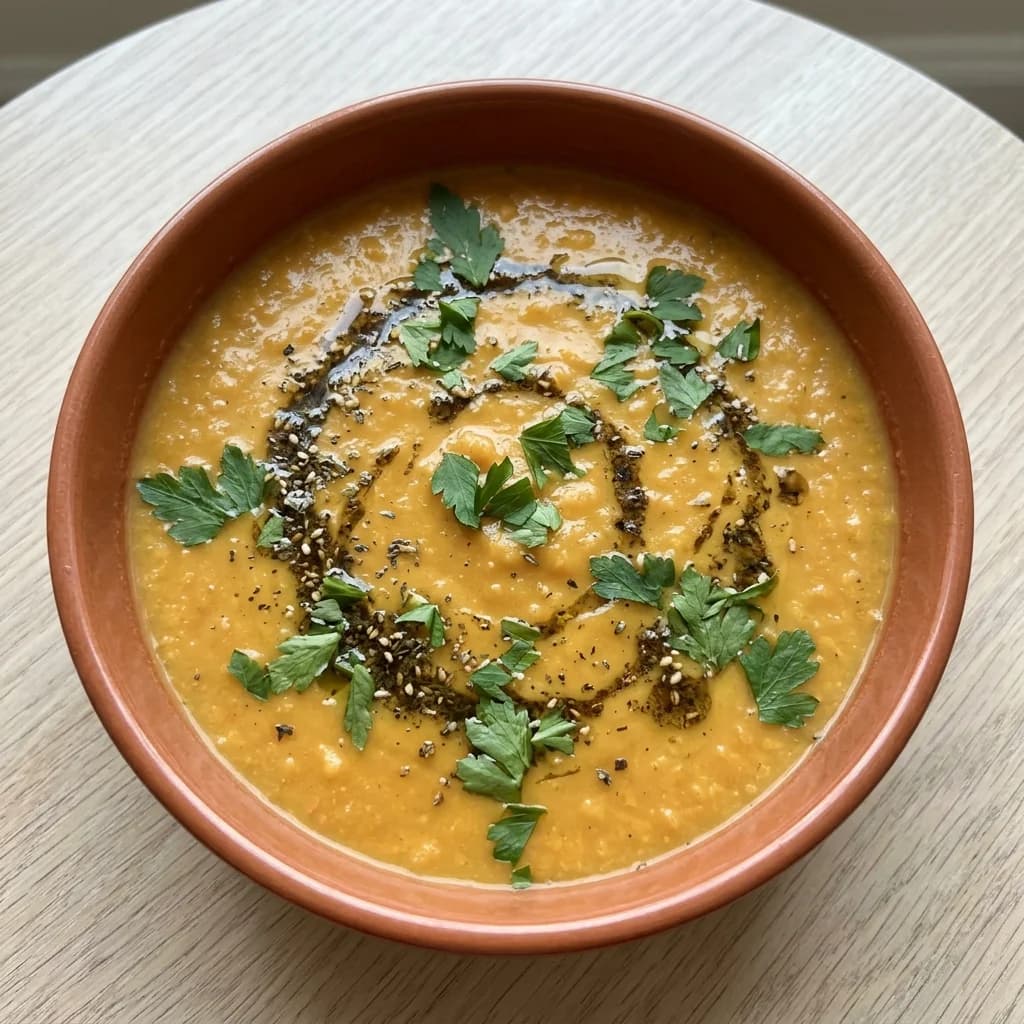 Za'atar-Tahini Pumpkin Lentil Soup