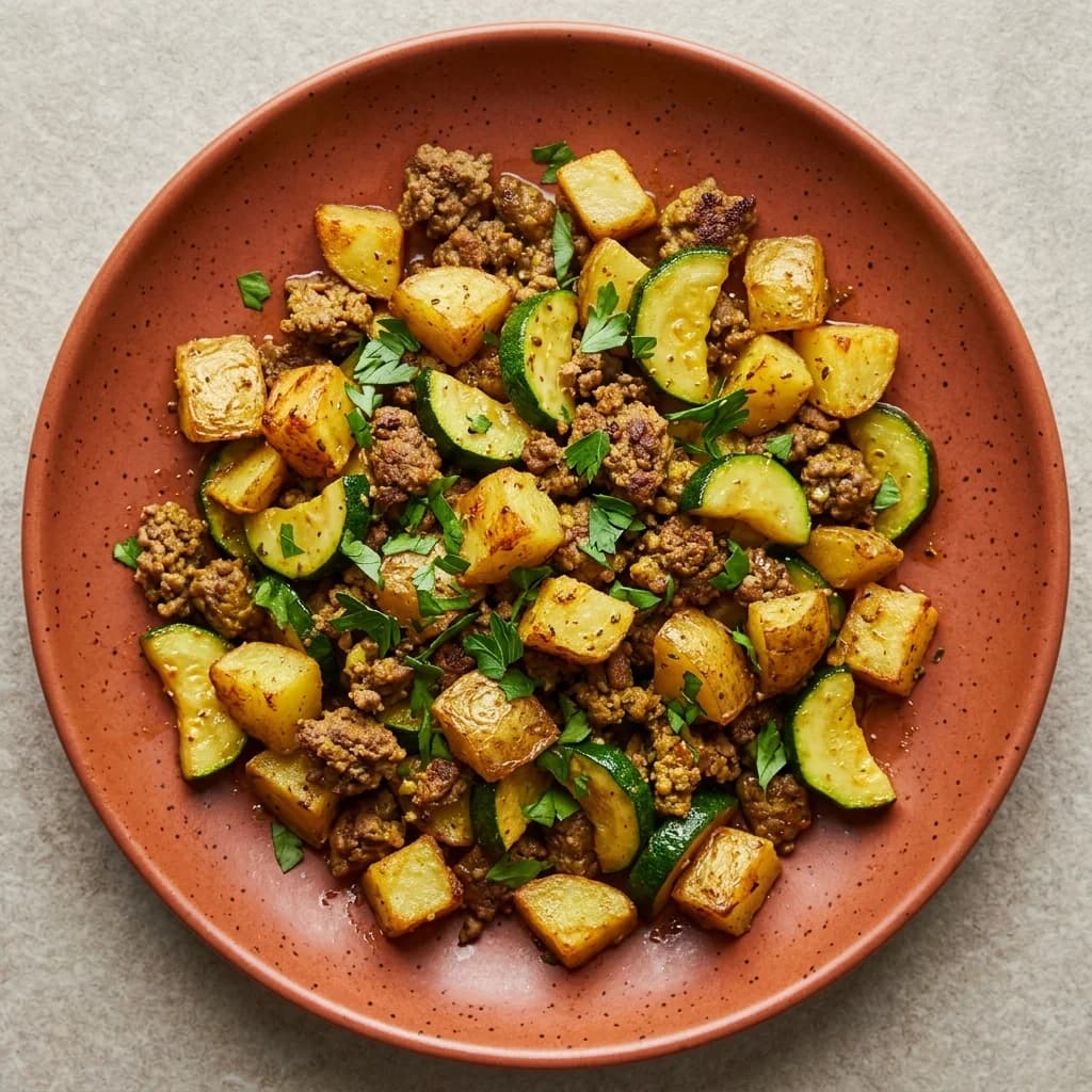 Ginger-Turmeric Beef and Potato Skillet with Zucchini