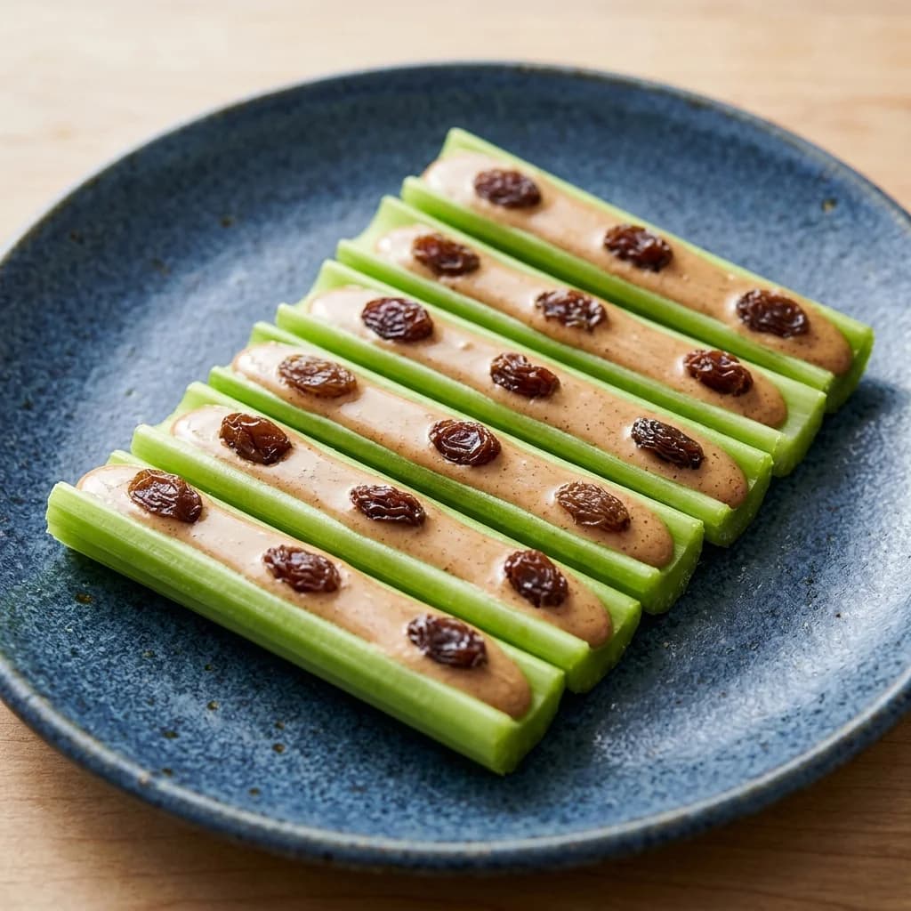 Celery with Almond Butter and Raisins