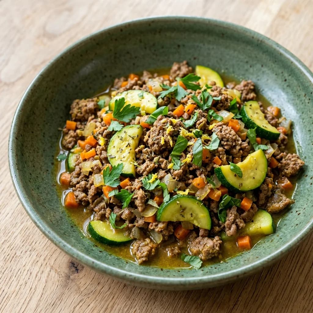 Mediterranean Beef and Zucchini Skillet