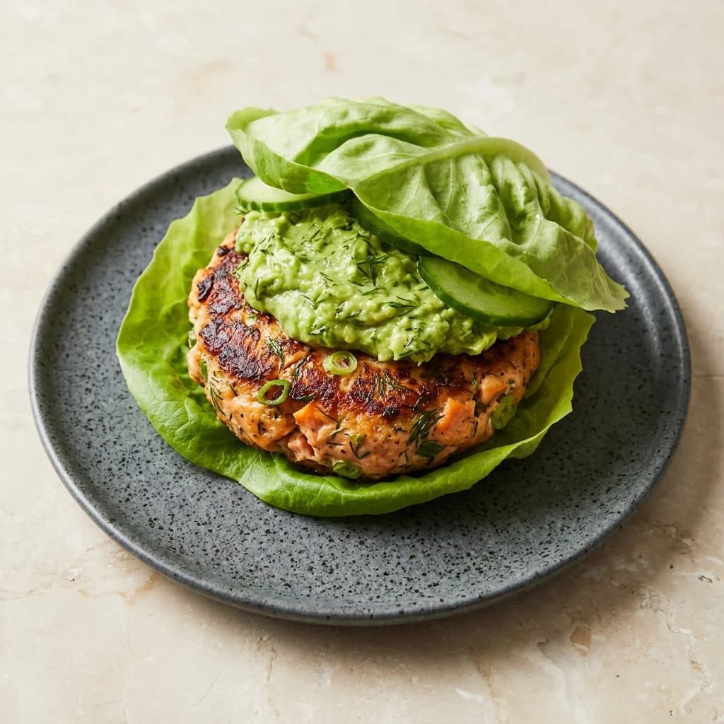 Salmon & Dill Burger with Avocado