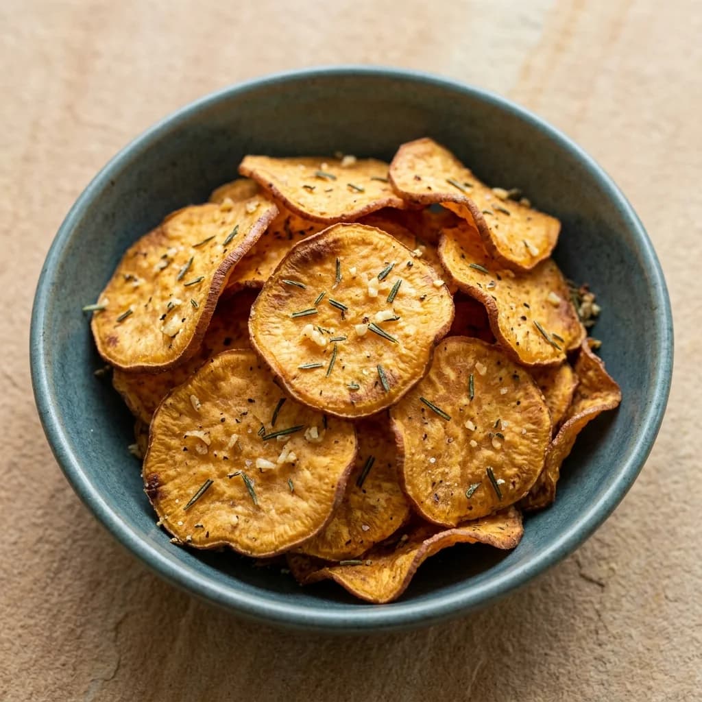 Garlic-Rosemary Sweet Potato Chips