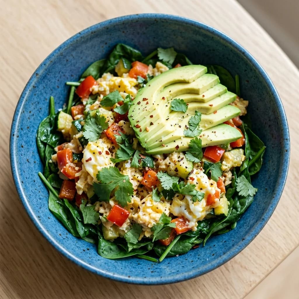 Avocado & Cilantro Egg Scramble Bowl