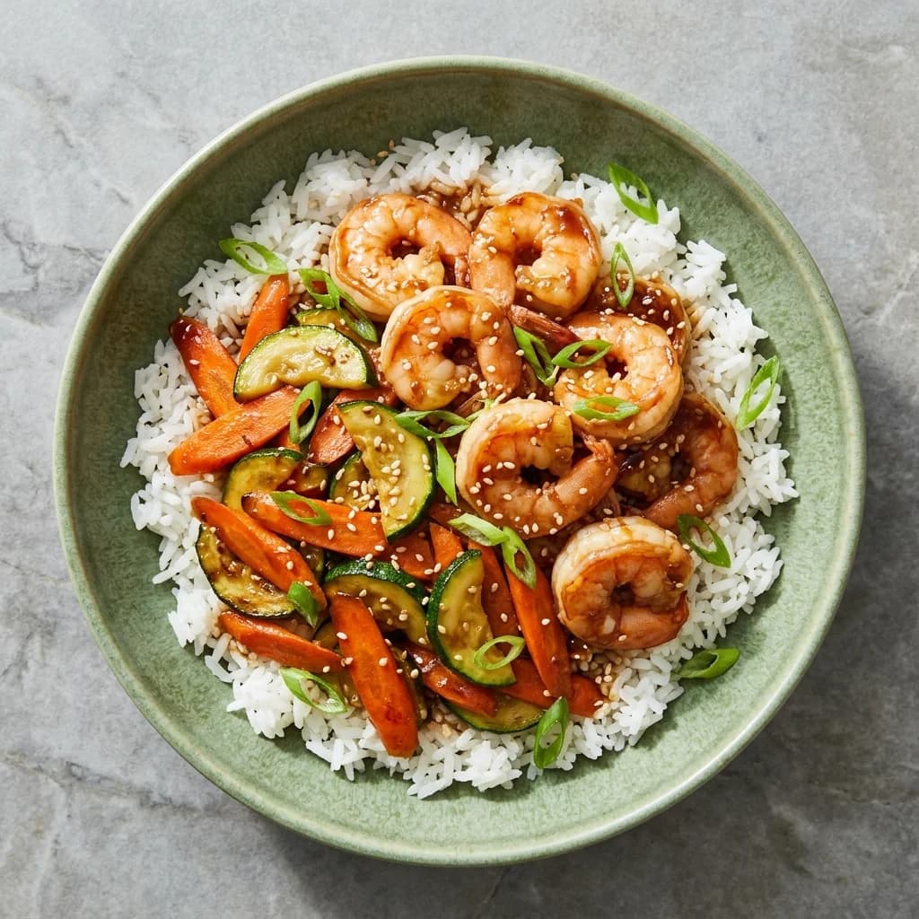 Miso-Ginger Shrimp Rice Bowls with Zucchini & Carrots