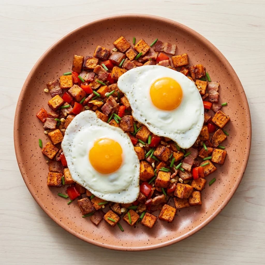 Whole30 Garlic Chive Sweet Potato Breakfast Hash