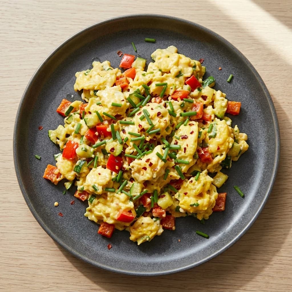Whole30 Garlic Chive Veggie Scrambled Eggs