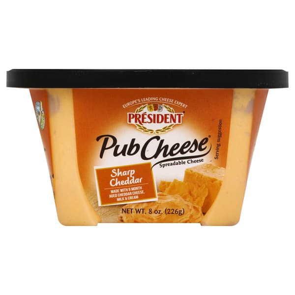 President Pub Cheese Spreadable Cheese Sharp Cheddar