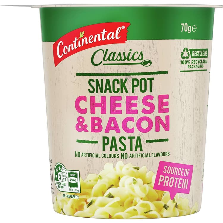 Continental Classics Snack Pot Cheese & Bacon Pasta