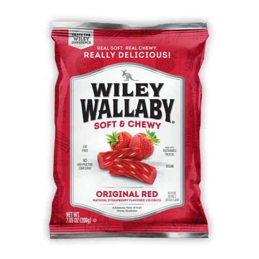 Wiley Wallaby Soft & Chewy Liquorice Candy Original Red Strawberry