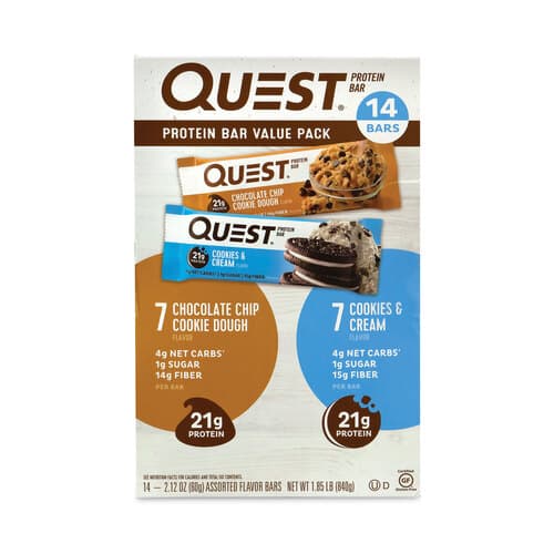 Quest Protein Bar Variety Pack, Chocolate Chip Cookie Dough And Cookies & Cream