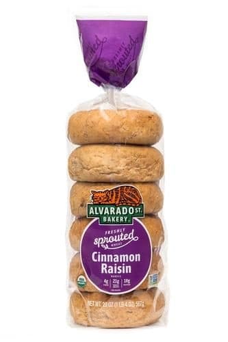 Alvarado St Bagels, Organic Sprouted Wheat, Cinnamon Raisin