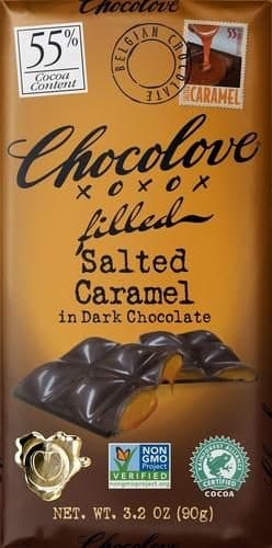 Chocolove Dark Chocolate, No Sugar Added, Salted Caramel, 60%
