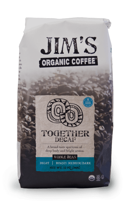 Jim'S Organic Coffee Together Decaffeinated Whole Bean
