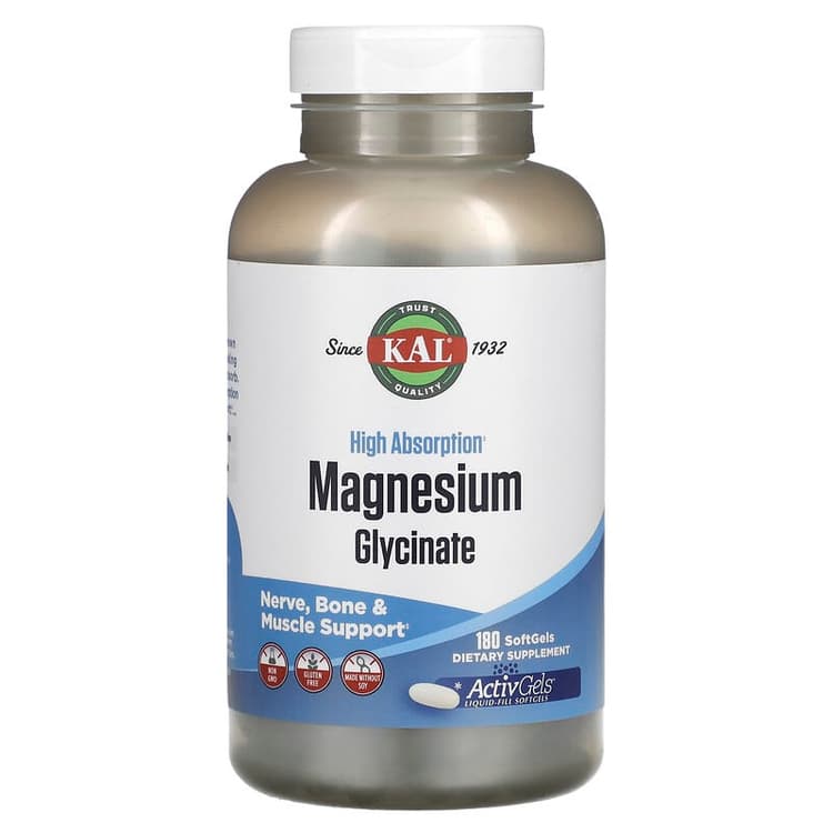 Kal High Absorption Magnesium Glycinate 180 Softgels
