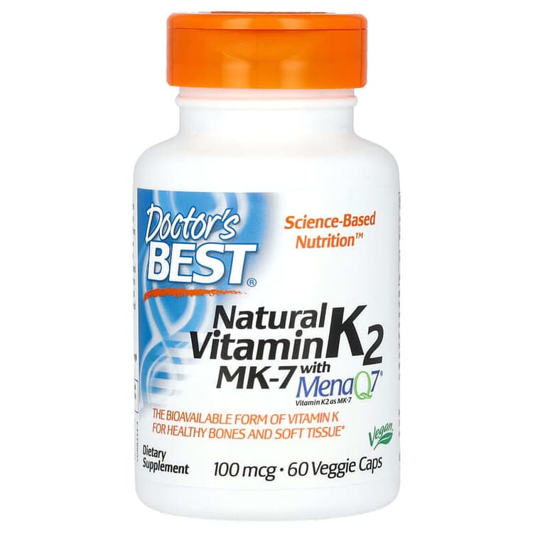 Doctor'S Best Natural Vitamin K2 With Menaq7 100 Mcg Dietary Supplement 60 Veggie Caps