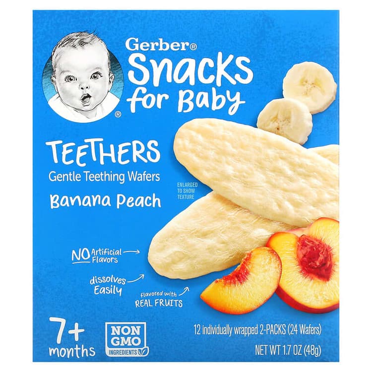 Gerber Snacks For Baby Gentle Teething Wafers Banana Peach