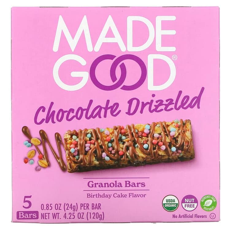 Made Good Chocolate Drizzled Granola Bars Birthday Cake Flavor