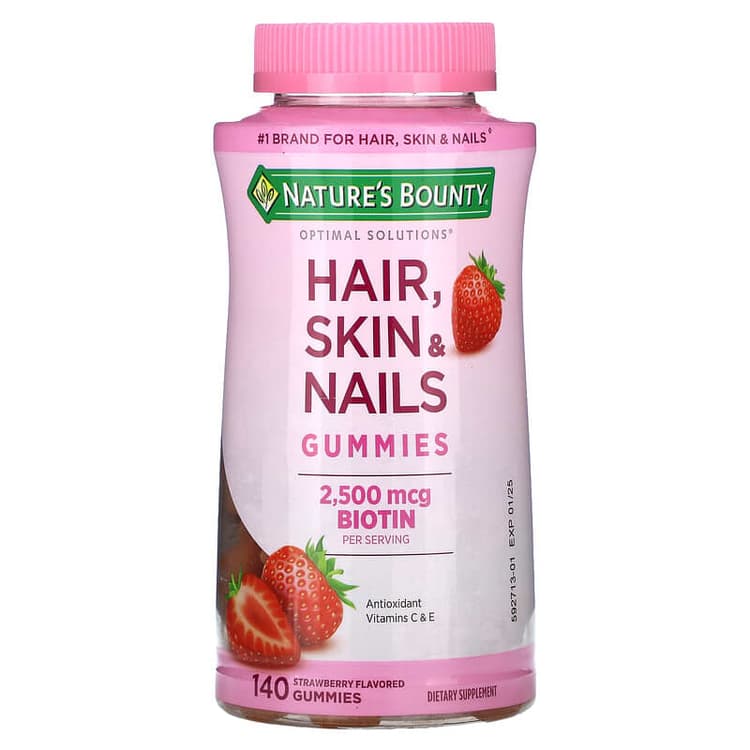 Nature'S Bounty Hair Skin & Nails With Biotin Gummies Strawberry