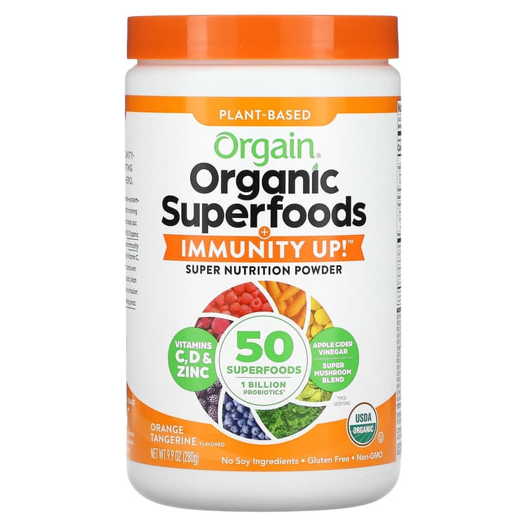 Orgain Organic Superfoods + Immunity Up! Orange Tangerine Super Nutrition Powder